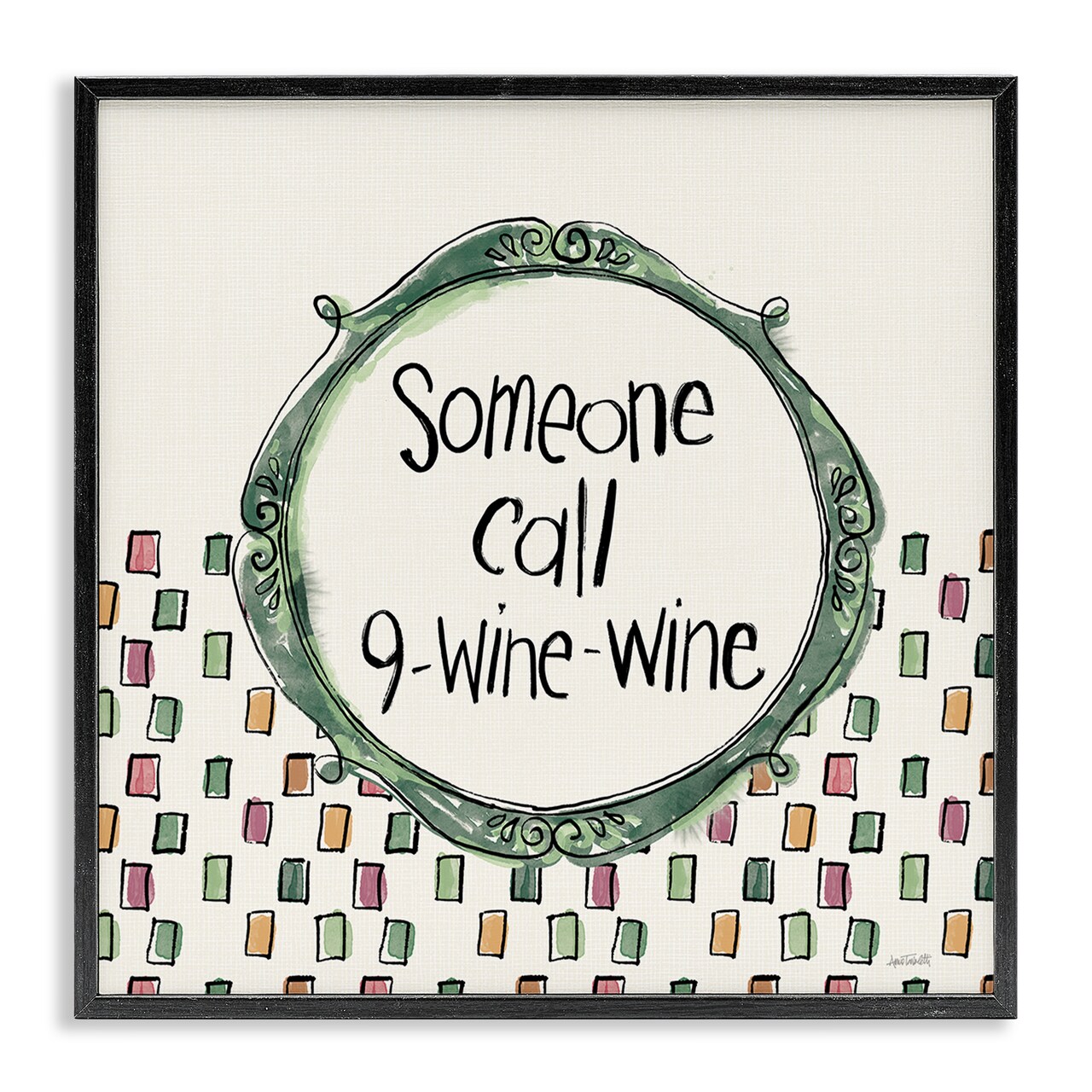 Stupell Industries Funny Wine Sentiment Framed Giclee Wall Art Design by Anne Tavoletti